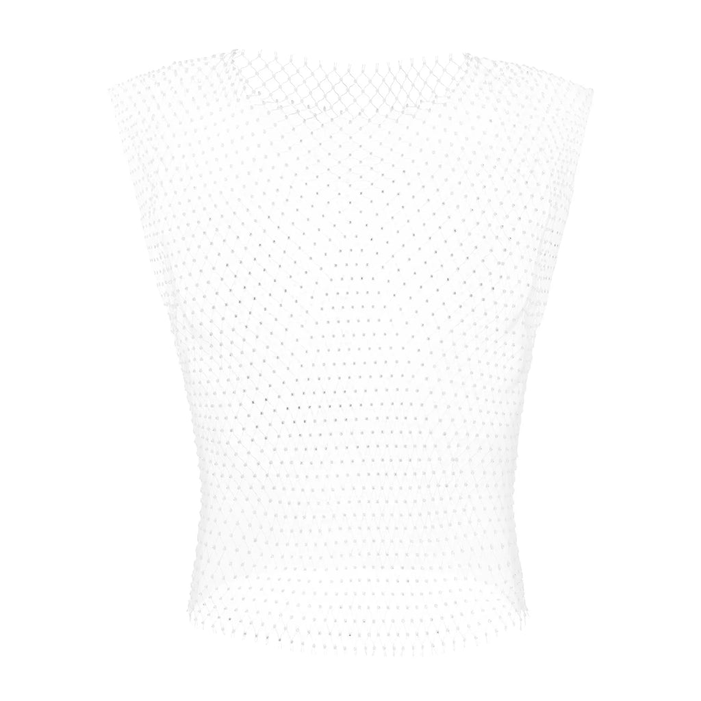 Men Sexy Tank Tops Fishnet Rhinestone Shiny Hollow Vest Man Mesh See-Through Sleeveless T-Shirt Transparent Clothing - Matrix Studios