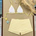 Kawaii Layered Shorts Set Bikini Sequins Star Swimsuit Women's Bikinis and Tankinis Backless Vacation Swimwears Beachwear Outfit - Matrix-studios.com