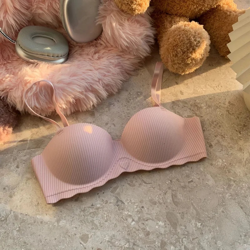 Sexy Push-Up Seamless Bra Women's Non-wire Ribbed Bralette Soft Fixed Half-Cup Underwear Invisible Bra Small Chest Lingerie S-XL - Matrix Studios