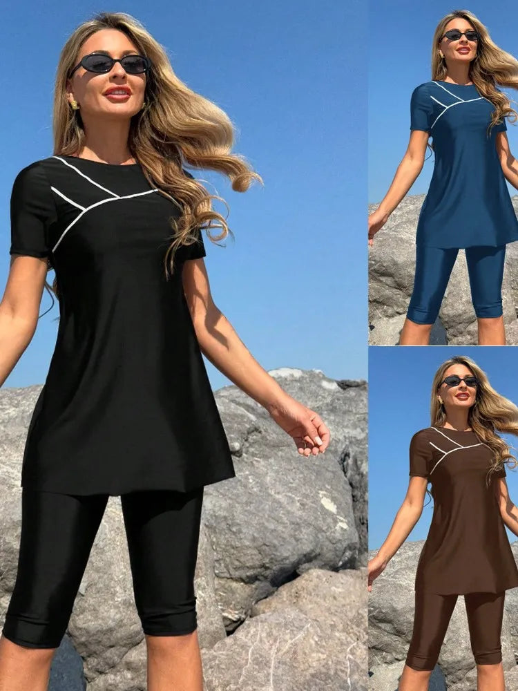New Cover Ups Sexy Swimsuit Women Summer Bathing Suit Bikini Set Short Sleeve Swimwear Women Beach Swimming Suit For Female - Matrix Studios