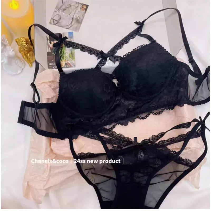 MOYISU Kawaii Heart Bra Set, Purple Lace Lingerie Sexy Pure Design, Push Up Bralette Sml Boobs Fashion Outerwear Statement Piece - Matrix-studios.com