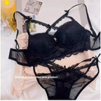 MOYISU Kawaii Heart Bra Set, Purple Lace Lingerie Sexy Pure Design, Push Up Bralette Sml Boobs Fashion Outerwear Statement Piece - Matrix-studios.com