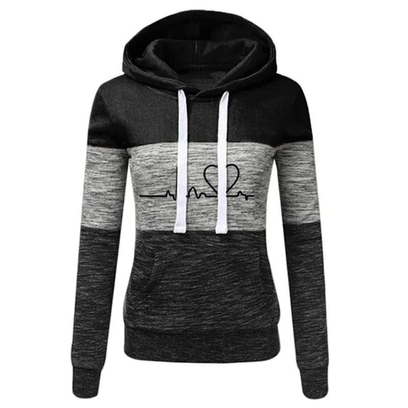 Women Tracksuit Printing Hooded Sweatshirt Sweatpant Color Block Versatile Casual Jogging Pullovers Sport Trousers Outfits S-3XL - Matrix-studios.com