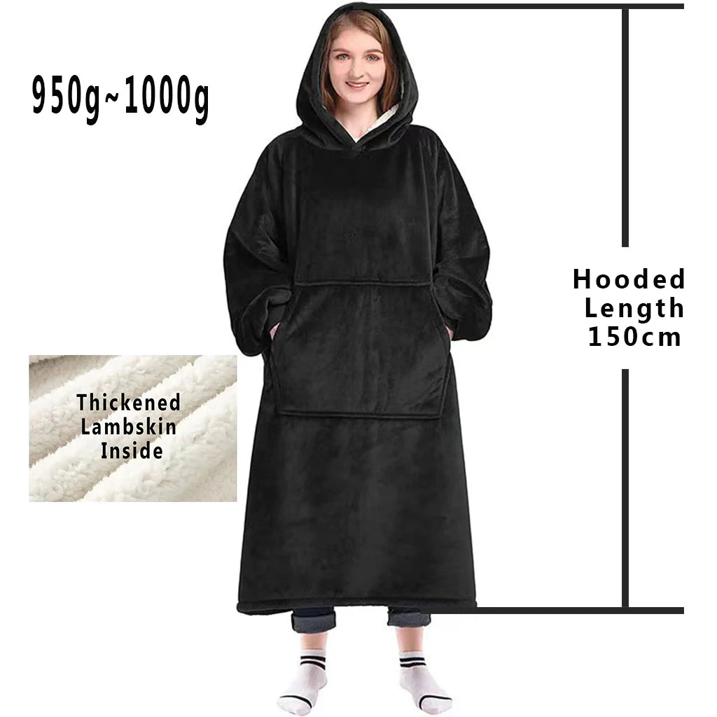 Winter Hoodies Sweatshirt Women Men Pullover Fleece Giant TV Oversized Blanket with Long Flannel Sleeves - Matrix Studios