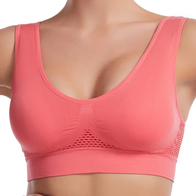 plus Size Grid Air Holes Sports Bra Shock-proof S-7XL Women's Underwear Yoga Running Brassiere Hollow out Vest without Underwire - Matrix Studios