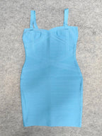 BEAUKEY Blue Spaghetti Strap Women Mini Bandage Dress Bodycon Sexy Above Knee Length Bodycon Party Club Dress XL Classic Vestido - Matrix-studios.com
