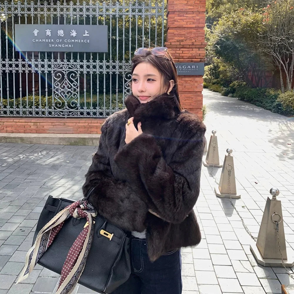 Natural Rabbit Fur Coat Women New Autumn Winter Female Real Fur 2025 Real Leather and Fur Women's Clothing Outerwear Lady Jacket - Matrix Studios