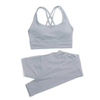 SOISOU Nylon Yoga Set Women's Tracksuit Gym Fitness Set Woman 2 Pieces Leggings Sports Bra Breathable Sportwear Woman Clothes - Matrix-studios.com