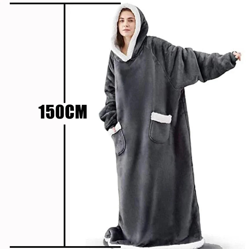 Winter Hoodies Sweatshirt Women Men Pullover Fleece Giant TV Oversized Blanket with Long Flannel Sleeves - Matrix Studios