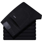 Men's New Korean Version Is Soft And Comfortable Stretch Regular Fit Jeans Fashion Casual Cotton Business Black  Denim Pants - Matrix Studios