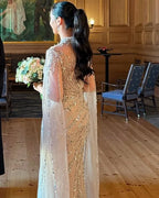 Eshaut&bridal Luxury Beaded Evening Dress Cape Sleeve Dubai Sheer Neck Mermaid Formal Prom Wedding Party Gown Customized 2026 - Matrix Studios