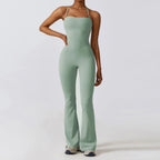 New Summer Women Sleeveless Yoga Jumpsuit Female Gym Flared Overalls Neck-hanging Backless Sportswear Sport Outfit For Woman - Matrix-studios.com