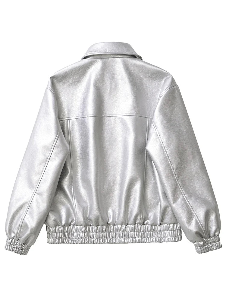 Ailegogo Streetwear Women Retro Loose Short Pu Faux Leather Jacket Spring Autumn Female Zipper Coat Vintage Moto Biker Outwear - Matrix Studios
