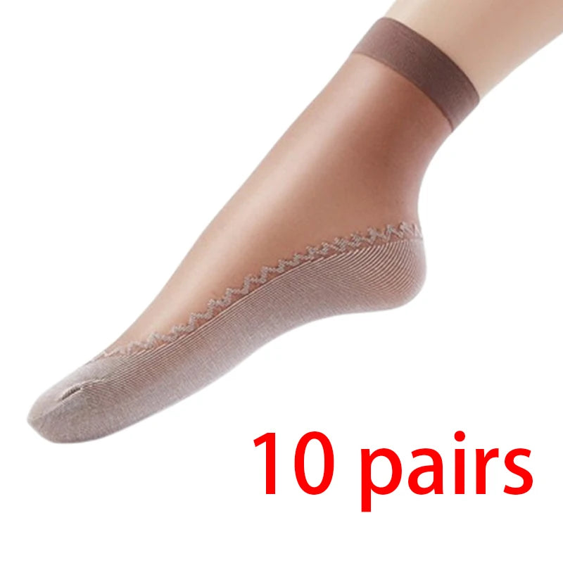 10Pairs Women Sock Soft Breathable High Quality Ultra-Thin Ankle Sock Comfortable Lightweight Transparent Fashionable Casual Sox - Matrix Studios