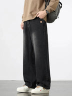 Spring Autumn American Retro Straight Jeans Men Streetwear Korean Fashion Loose Baggy Wide Leg Denim Pants Male Casual Trousers - Matrix Studios