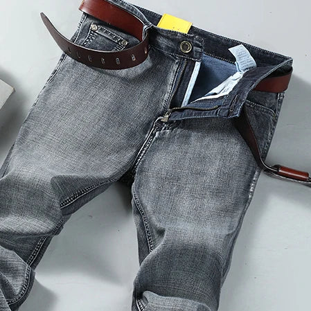 Spring Autumn Business Men Jeans Casual Straight Stretch Fashion Classic Black Sky Blue Grey Work Denim Trousers Brand Clothing - Matrix Studios