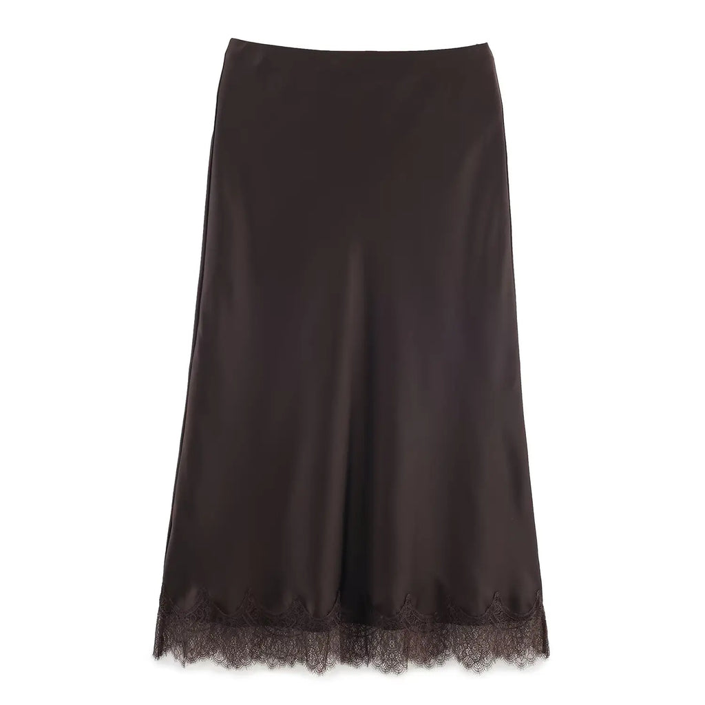Tidalyf 2025 Women Two Piece Skirt Set Off Shoulder Lace Trim Cami Top with Split Hem Midi Skirt Sexy Elegant Outfit - Matrix-studios.com