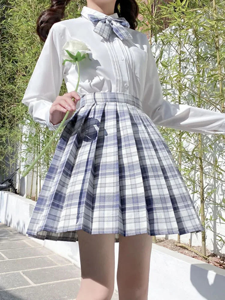 ZOKI Plaid Women Pleated Skirt Bow Knot Summer High Waist Preppy Girls Dance Mini Skirt Cute A Line Harajuku Sexy Japan Faldas - Matrix-studios.com