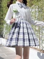 ZOKI Plaid Women Pleated Skirt Bow Knot Summer High Waist Preppy Girls Dance Mini Skirt Cute A Line Harajuku Sexy Japan Faldas - Matrix-studios.com
