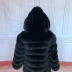 QUEENTINA Hood Fur Coat Women Real Fox Long New Luxury Female Natural Leather Jacket Warm Thick Long Winter Fur Vest Waistcoat - Matrix Studios