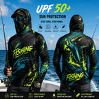Men's Hooded Fishing Shirt UPF Sun Protection Breathable Long Sleeve Quick Dry Outdoor Angling Jersey With Face Cover - Matrix Studios