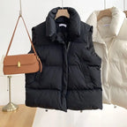 2025 Down Cotton Vest Women Autumn Winter Short Loose Casual Waistcoat Women Clothing Sleeveless Jacket Top Solid Vintage New - Matrix Studios