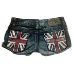 Hip Hop Fashion Street Clothing Graphic Printing Style Women Black Shorts Ins Y2K Goth Slim Denim Shorts - Matrix Studios