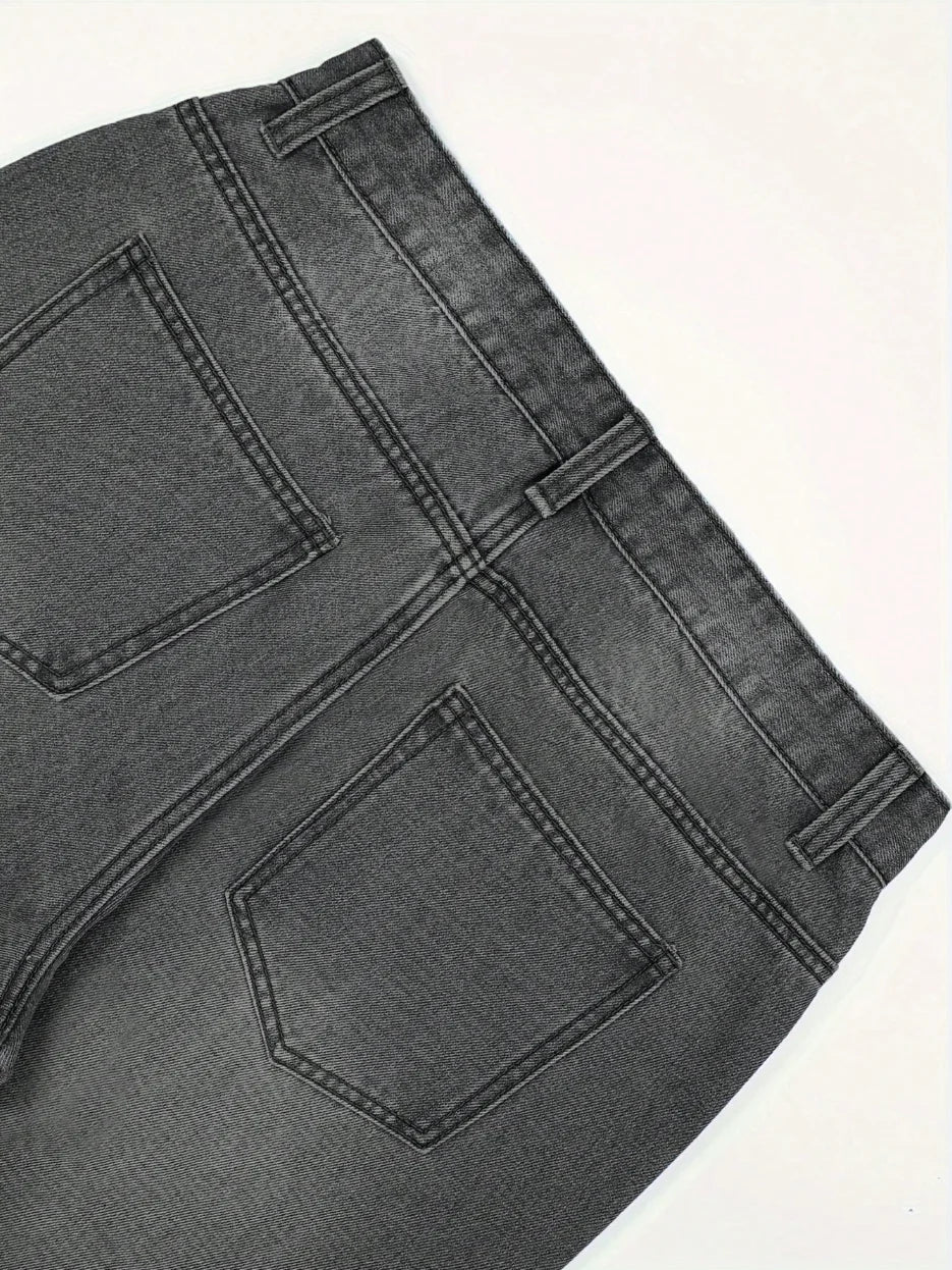Men's Anime Spring Casual Solid Color Jeans with Star Patches And Pockets for School - Matrix Studios