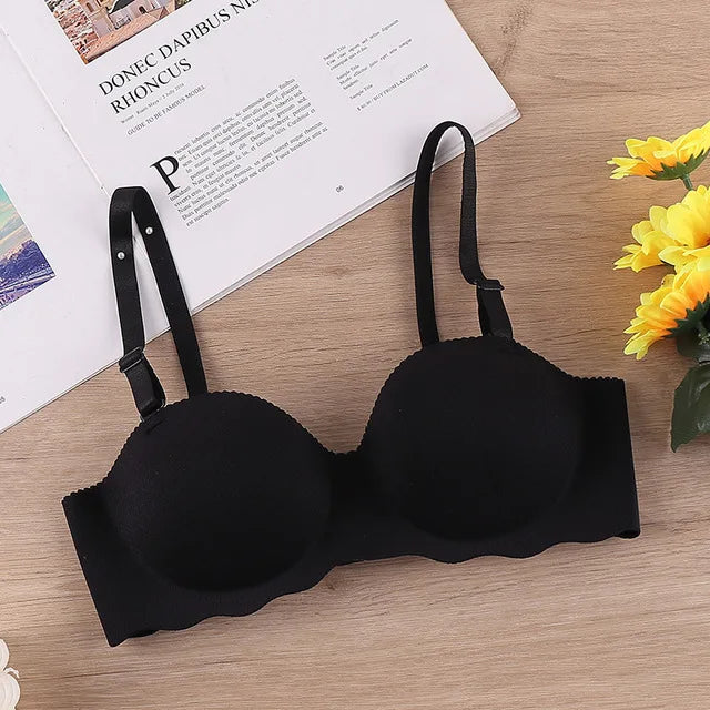 Thin One-piece Seamless Women's Bra Detachable Shoulder Straps Gathered Bralette Comfortable Without Steel Ring Sleep Brassiere - Matrix Studios