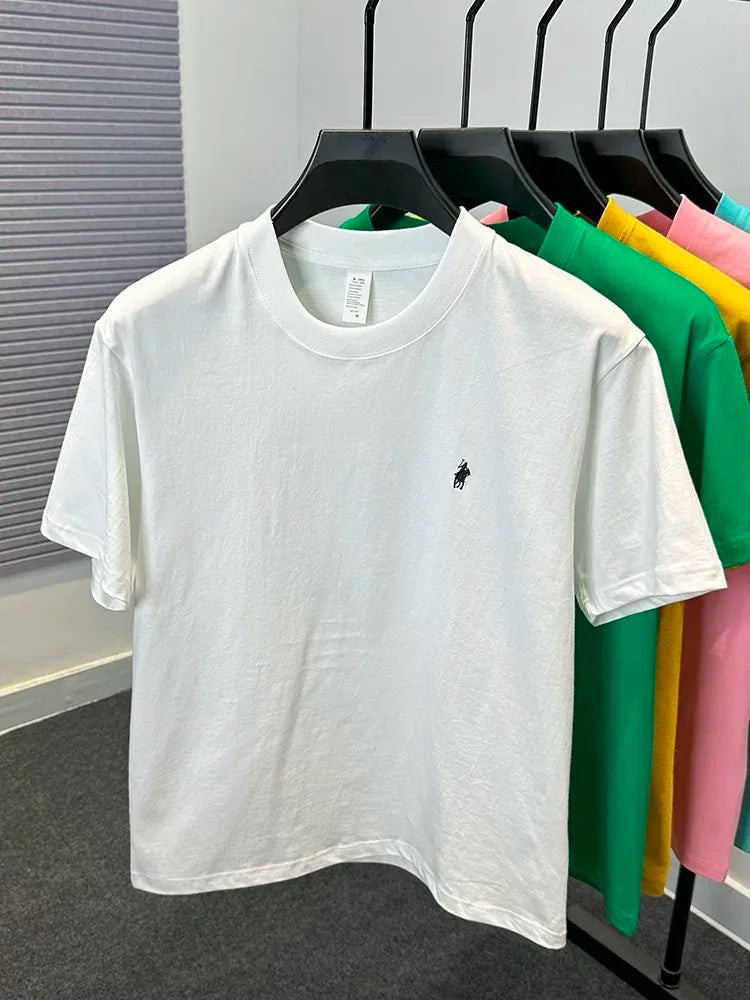 100% pure cotton short sleeve round neck men's T-shirt hot selling luxury brand summer exquisite pony embroidery breathable top - Matrix Studios