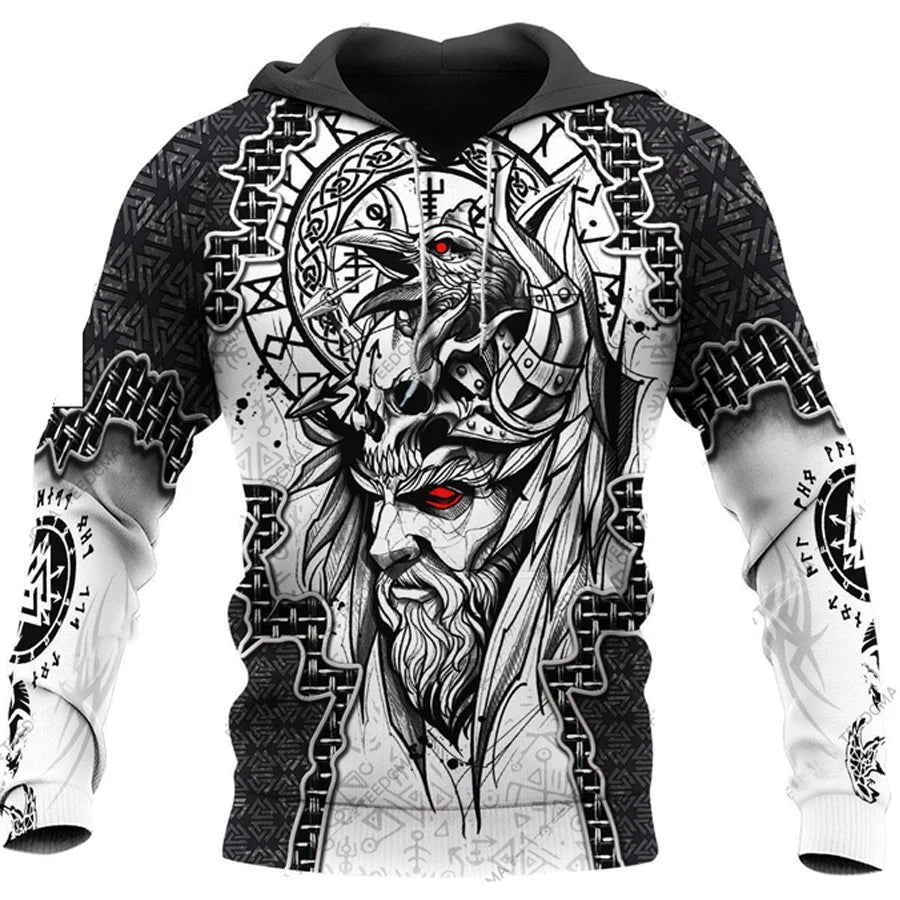 2024 New Hoodie 3d Viking Harajuku Print Pullover Men's Hooded Sweatshirt Oversized Vintage Male Clothing Fall Long Sleeve - Matrix Studios