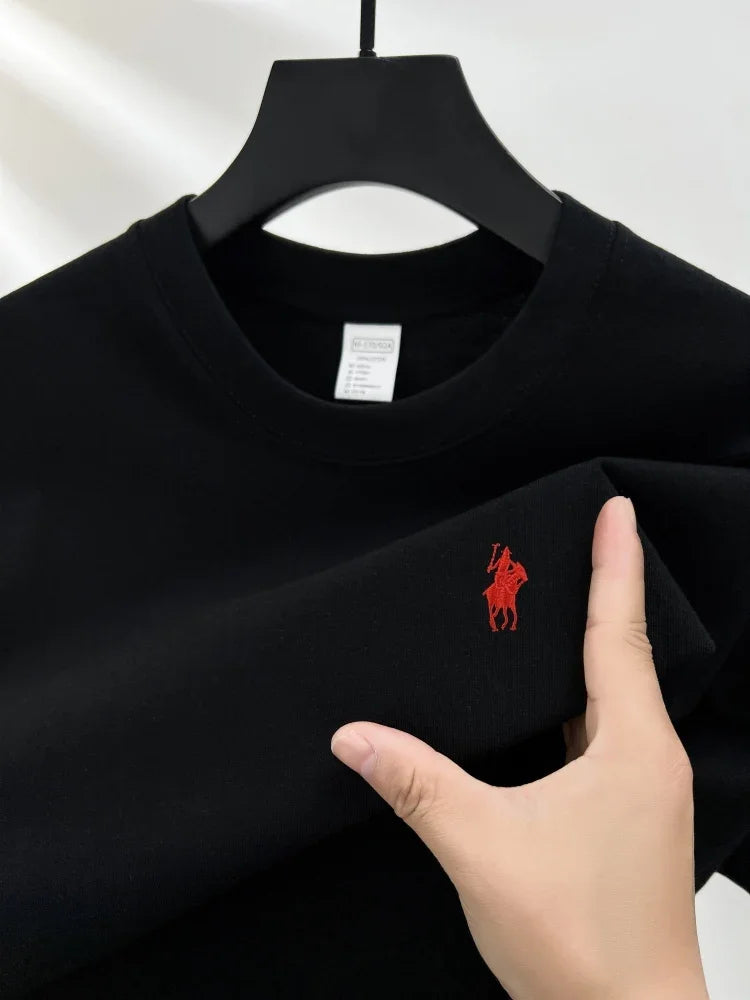 100% pure cotton short sleeve round neck men's T-shirt hot selling luxury brand summer exquisite pony embroidery breathable top - Matrix Studios