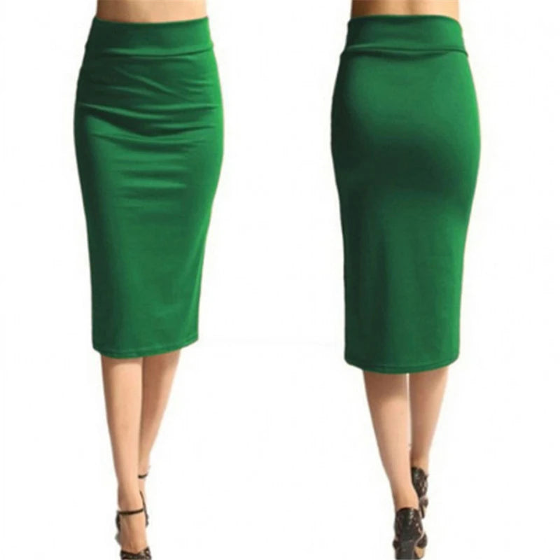 Women Skirt Bodycon Skirt Office Female Slim Knee Length High Waist Stretch Sexy Pencil Skirts Jupe Femme - Matrix-studios.com