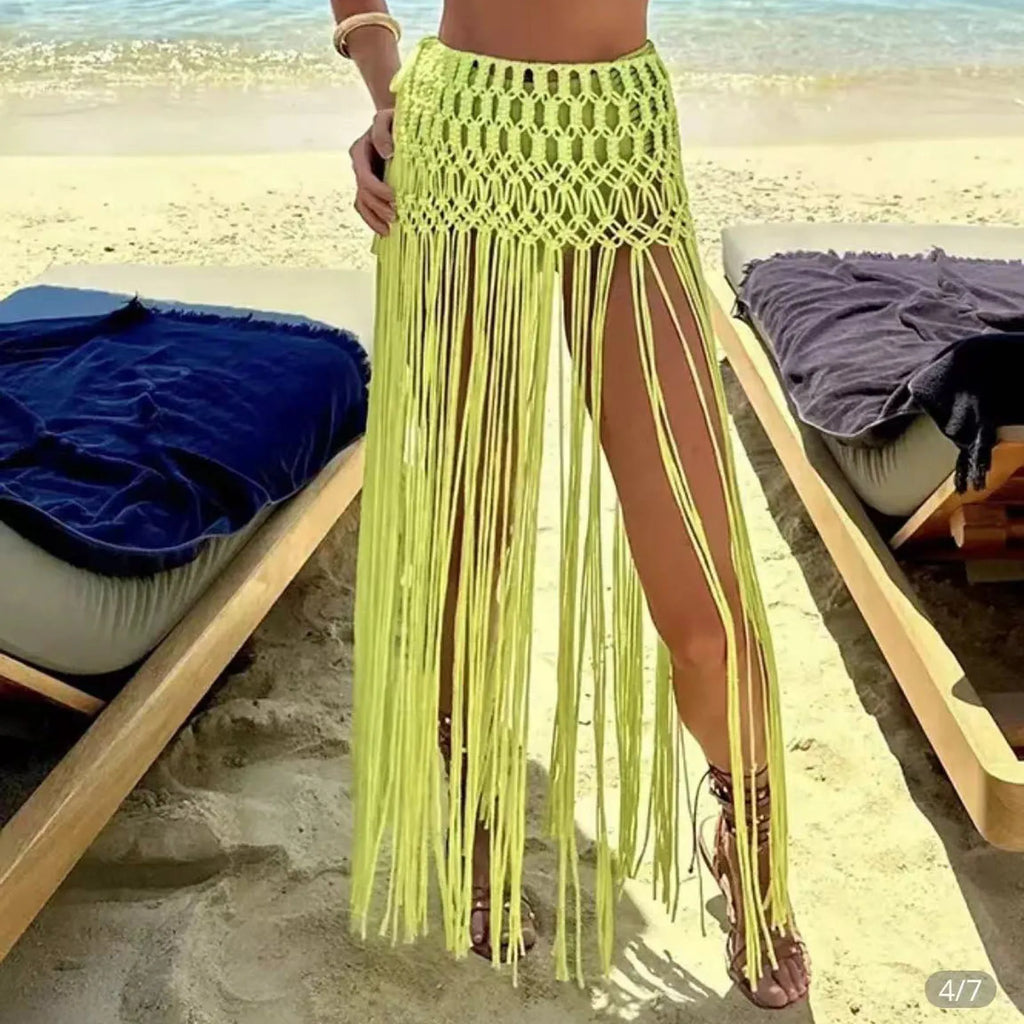 Beachapche Hand Crochet Tassel Skirts Women Fashion Sexy Side High Knitted  Beach Cover Ups - Matrix-studios.com