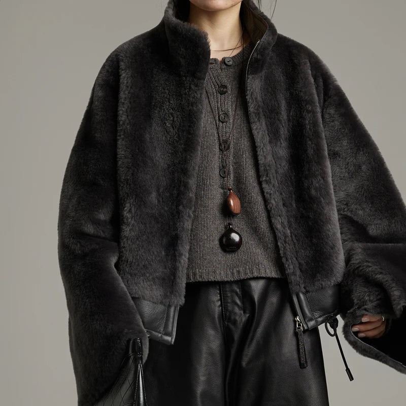 AYUNSUE Natural Sheepskin Fur Coat Women Stand Collar Real Leather Jacket Winter Jackets Luxury Clothing Female Шуба Женская - Matrix Studios