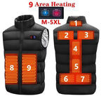 9 Heated Vest Zones Electric Heated Jackets Men Women Sportswear Heated Coat Graphene Heat Coat USB Heating Jacket For Camping - Matrix Studios