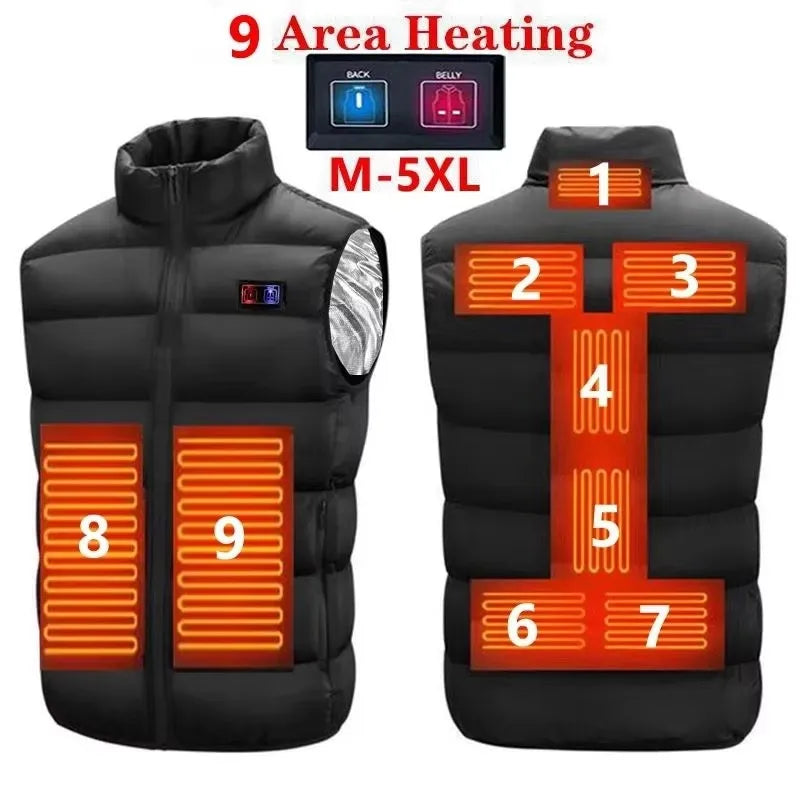 9 Heated Vest Zones Electric Heated Jackets Men Women Sportswear Heated Coat Graphene Heat Coat USB Heating Jacket For Camping - Matrix Studios