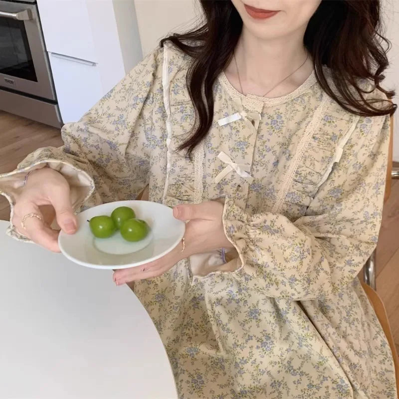 Four Seasons Can Wear Korean Style Floral Women's Pajamas Tops and Pants Summer Student Sleepwear Homewear Girl Sweet Nightwear - Matrix-studios.com