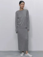 Hirsionsan Modal Soft Loose Sets Women 2026 Casual Two Pieces Long Sleeve T Shirts and High Waist Dresses Outfits Tracksuit - Matrix-studios.com