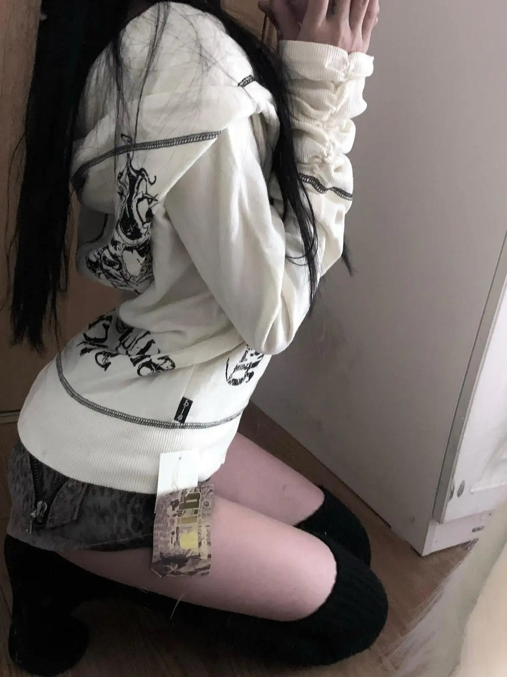 Harajuku Y2k Gothic Hooded Coat Women 2025 Autumn New Casual All-match Jackets Subcultural Japanese Black Tops Mujer Sweatshirt - Matrix Studios