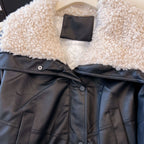 Lambskin Large Fur Collar Fake Lambskin Leather Jacket 2025 New Women Autumn Winter Jacket Coat Korean Loose Down Cotton Jacket - Matrix Studios