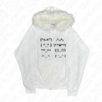 Casual Faur collar Harajuku Streetwear Hiphop Zipper Hoodie sweatshirt Vintage Rock Goth Loose Punk EMO Y2K Zip up hoodie Jacket