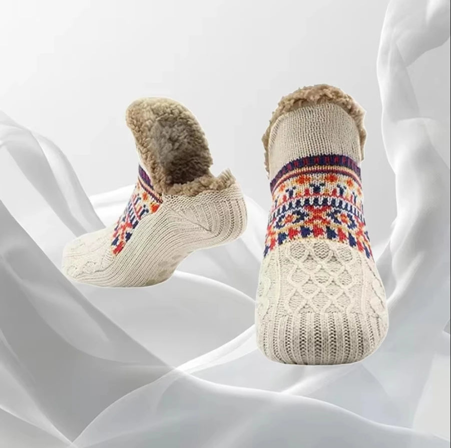 6/5/4/3/2/1Women's Warm Solid Color Floor Socks Non Slip Plush Knitted Coral Fleece Socks No Show Socks - Matrix Studios