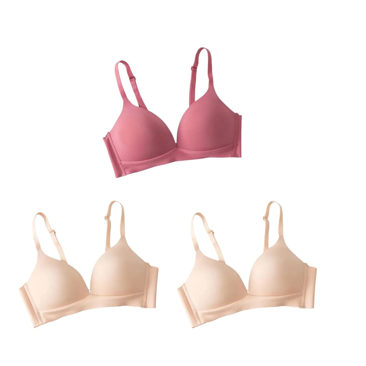 3Pcs/Set Seamless Bras For Women Non-wire Push-Up Bra Glossy Deep V Underwear Fixed 3/4 Cup Comfort Daily Wear Lingerie S-XXL - Matrix Studios