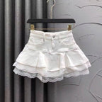Women's Blue Black Riveted Belt Denim Skirt Y2K Harajuku High Street Fashion 90s Sexy A-line Mini Skirt Summer Clothing 2026 New - Matrix-studios.com