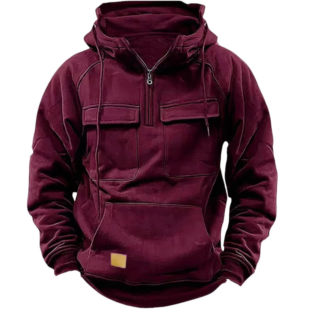 Men's Casual Sports Hooded Sweatshirt New Style Outdoor Thick Fashionable Loose Long-Sleeved Pullover with Multiple Pockets - Matrix Studios