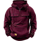 Men's Casual Sports Hooded Sweatshirt New Style Outdoor Thick Fashionable Loose Long-Sleeved Pullover with Multiple Pockets - Matrix Studios