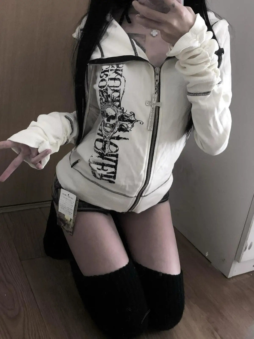 Harajuku Y2k Gothic Hooded Coat Women 2025 Autumn New Casual All-match Jackets Subcultural Japanese Black Tops Mujer Sweatshirt - Matrix Studios