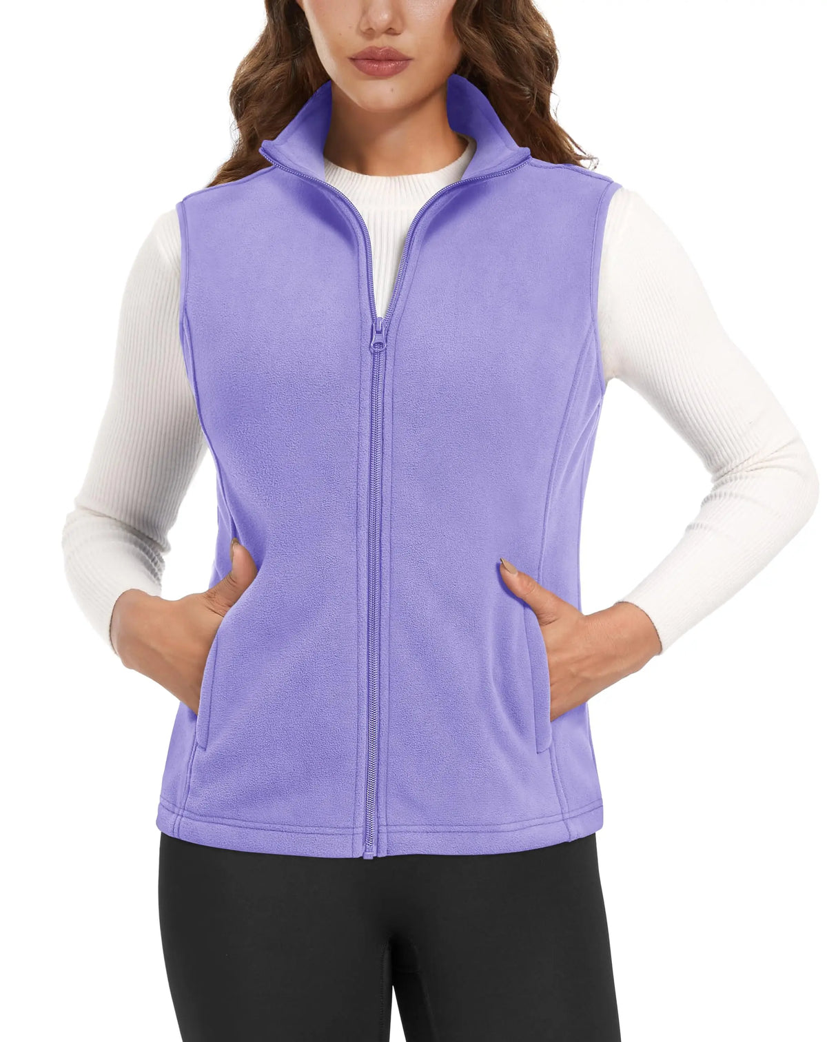 TACVASEN Autumn Winter Soft Warm Vest Womens Fashion Fleece Sleeveless Jacket Lightweight Outdoor Casual Zipper Front Waistcoat - Matrix Studios