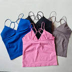 NCLAGEN Vision Twist Front Longline Top Women's Seamless Thin Straps Yoga Gym Workout Vest Running Tank Tops Fitness Clothing - Matrix-studios.com
